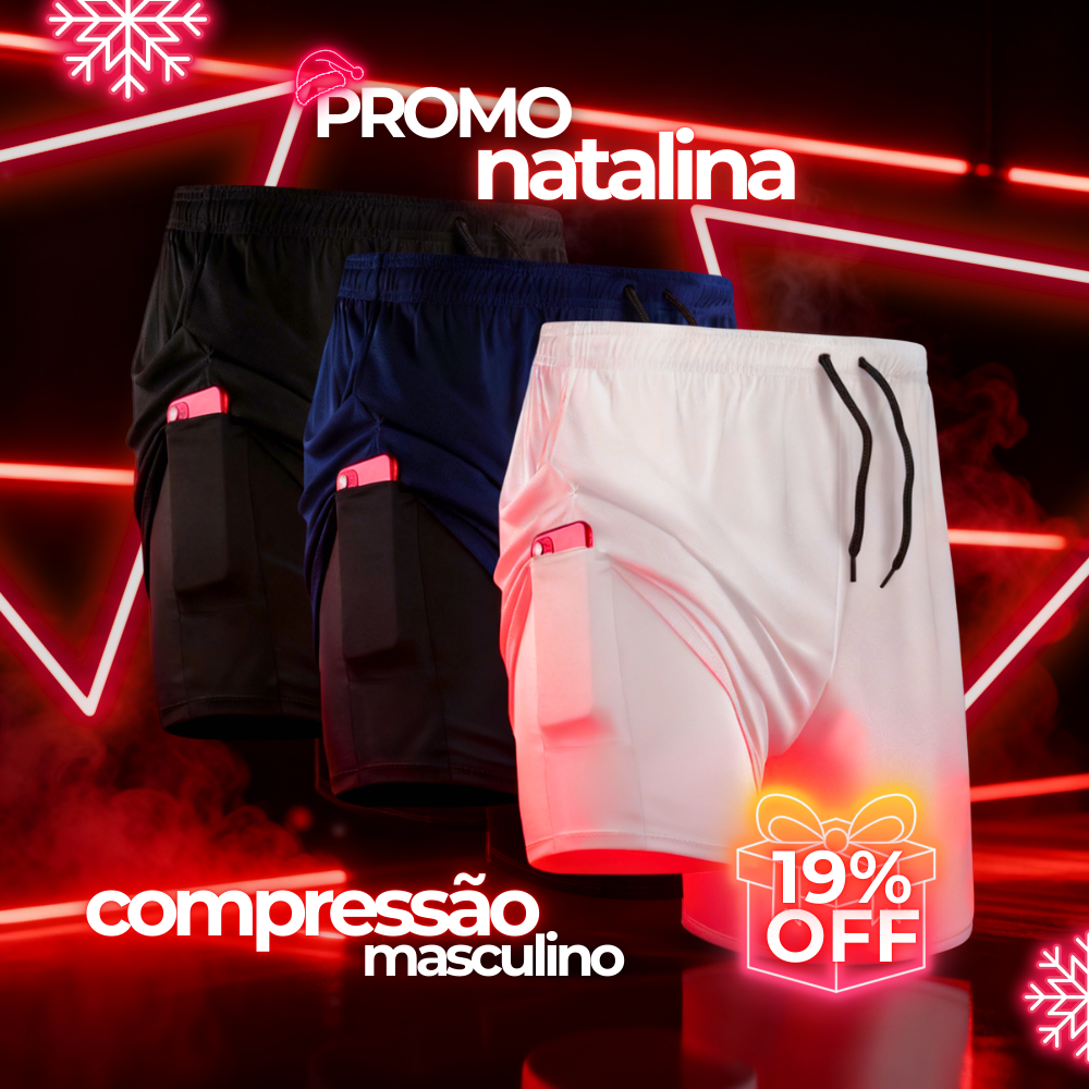 Kit 3 Shorts Compressão 2 em 1 - Promoção de Natal