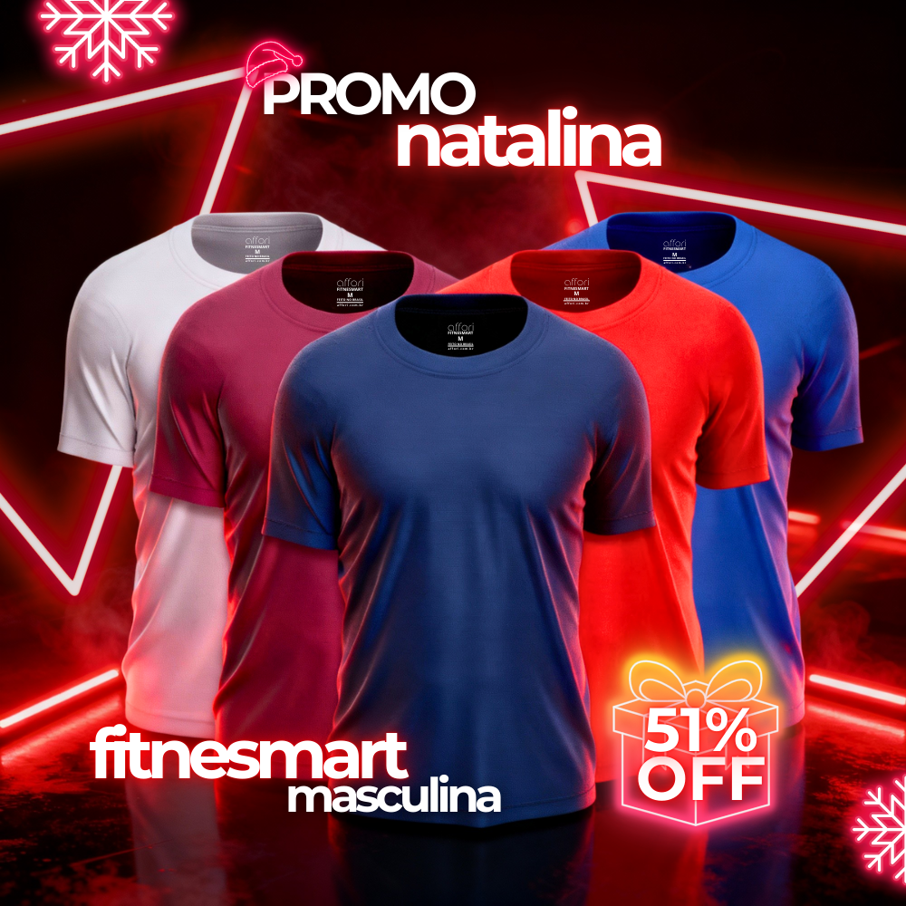 Kit 5 Camisetas Tecnológicas Masculinas FitneSmart - Promoção de Natal