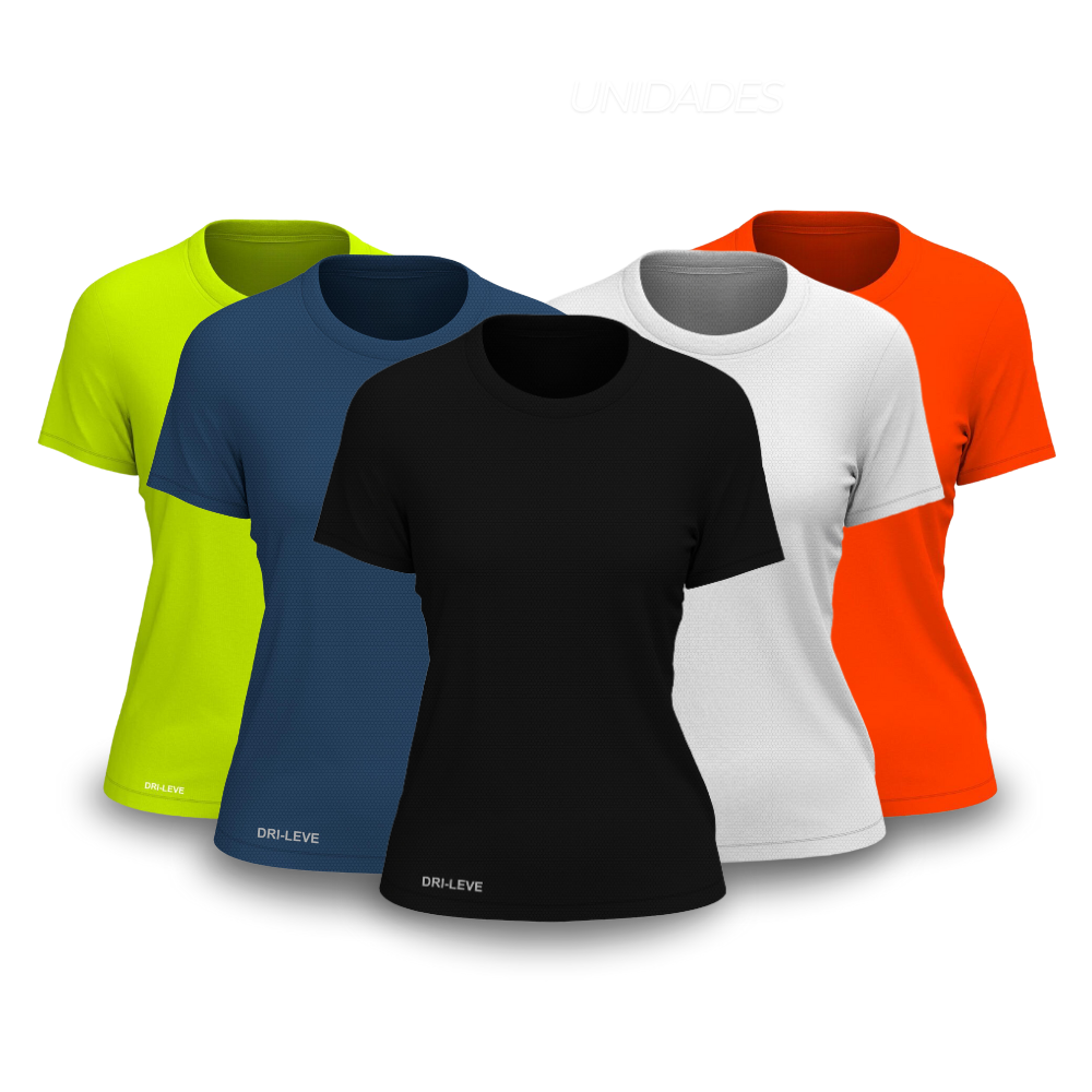 Kit 5 Camisetas Femininas Fitnesmart - Anti Suor