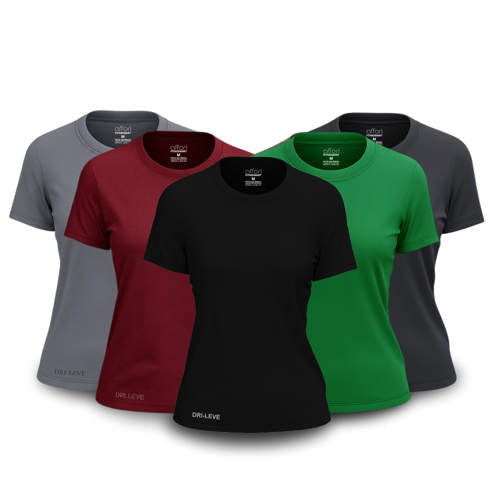 Kit 5 Camisetas Dry Fit Femininas para Academia – Anti Suor
