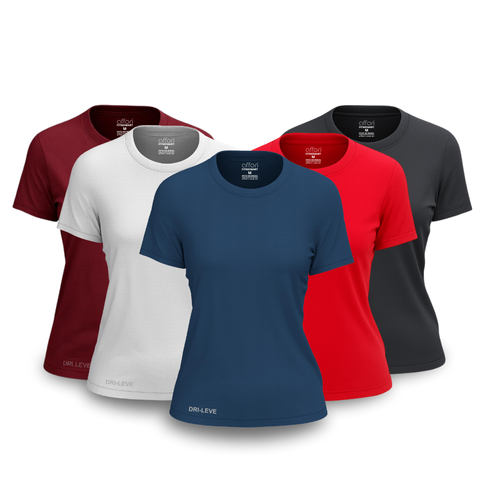 Kit 5 Camisetas Dry Fit Femininas para Academia – Anti Suor