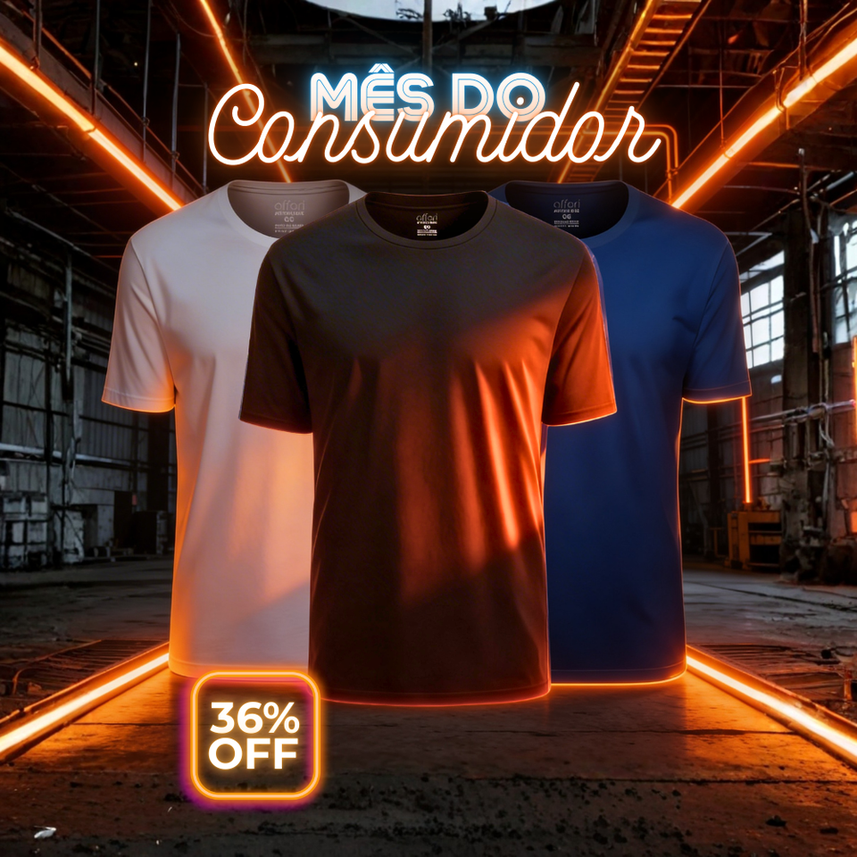Kit 3 Camisetas Tecnológicas Masculinas IceTouch - Mês do Consumidor