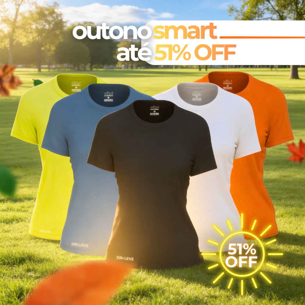 Kit 5 Camisetas Tecnológicas Femininas Fitnesmart - Outonosmart
