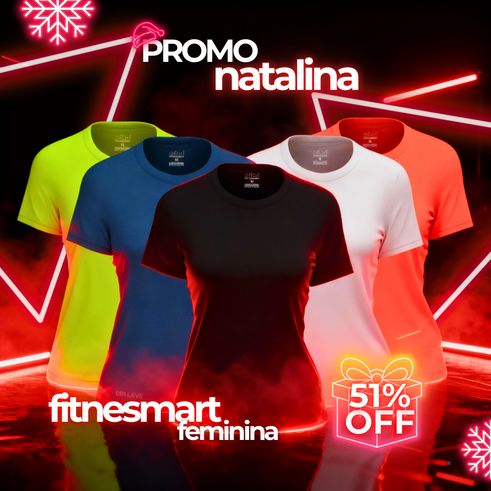 Kit 5 Camisetas Tecnológicas Femininas Fitnesmart - Promoção de Natal