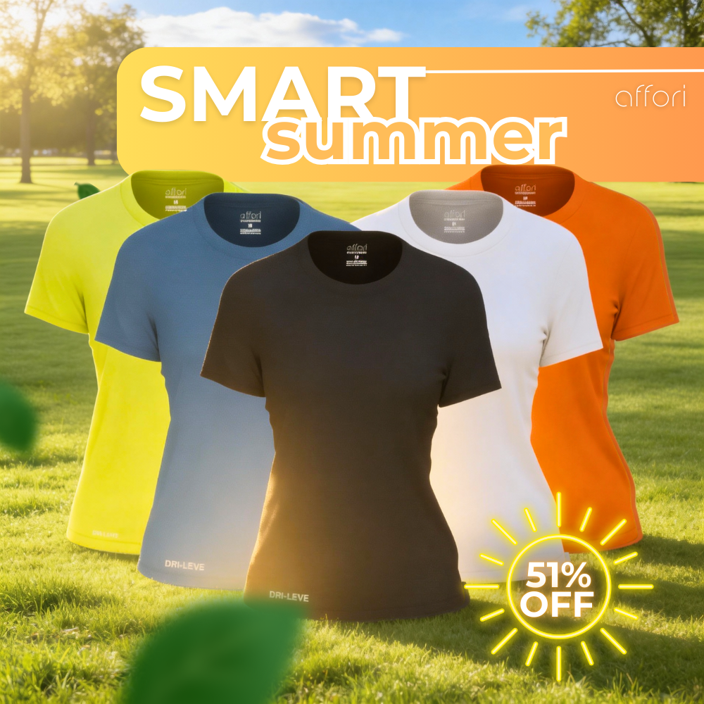 Kit 5 Camisetas Tecnológicas Femininas Fitnesmart - Promoção de Verão