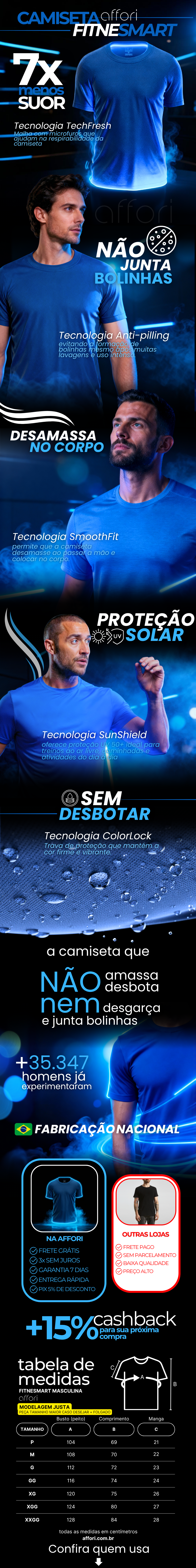 Kit 5 Camisetas Tecnológicas FitneSmart - Anti-Suor