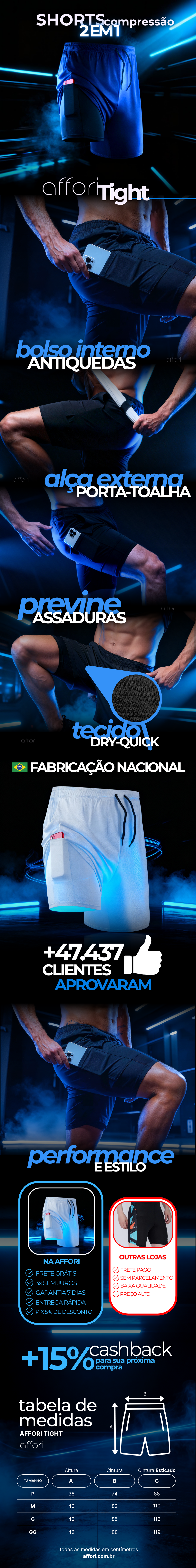 Kit 3 Shorts Compressão 2 em 1 - InvernoTech