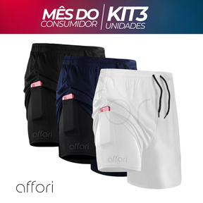 Kit 3 Shorts Compressão 2 em 1 - Promoção Mês do Consumidor