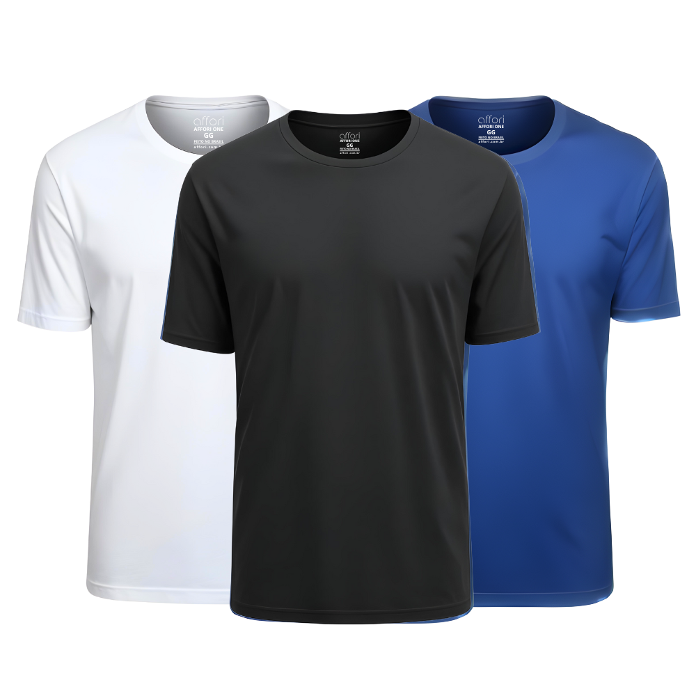Kit 3 Camisetas Tecnológicas Toque Gelado - Ice Touch & Anti Odor