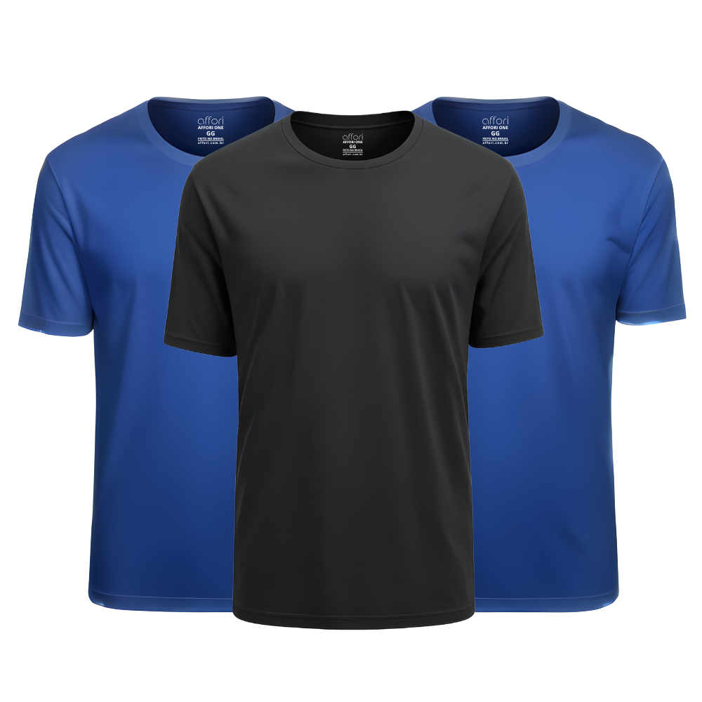 Kit 3 Camisetas Tecnológicas Toque Gelado - Ice Touch & Anti Odor