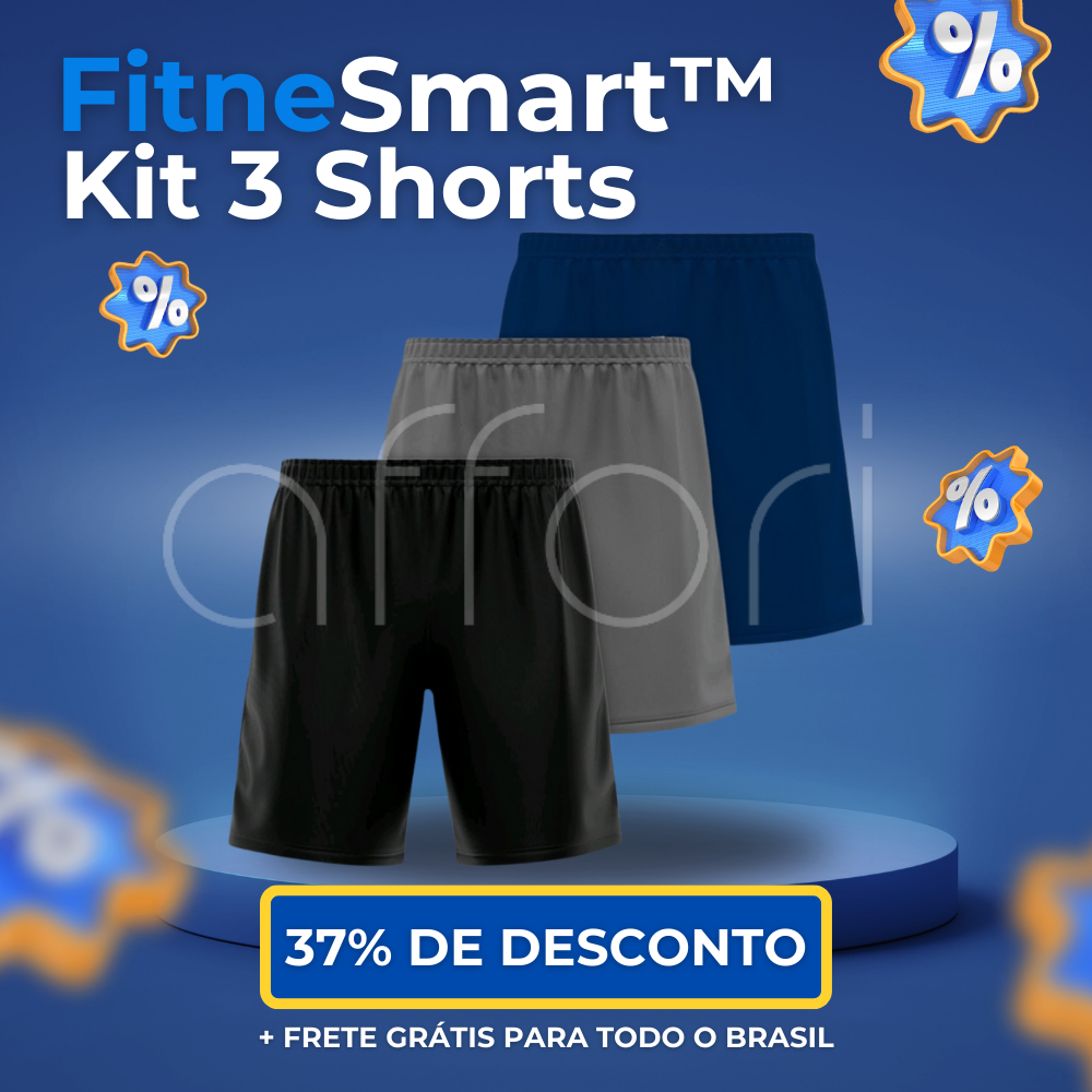 Kit 3 Shorts Fitnesmart™ - Anti-Suor e Anti Odor