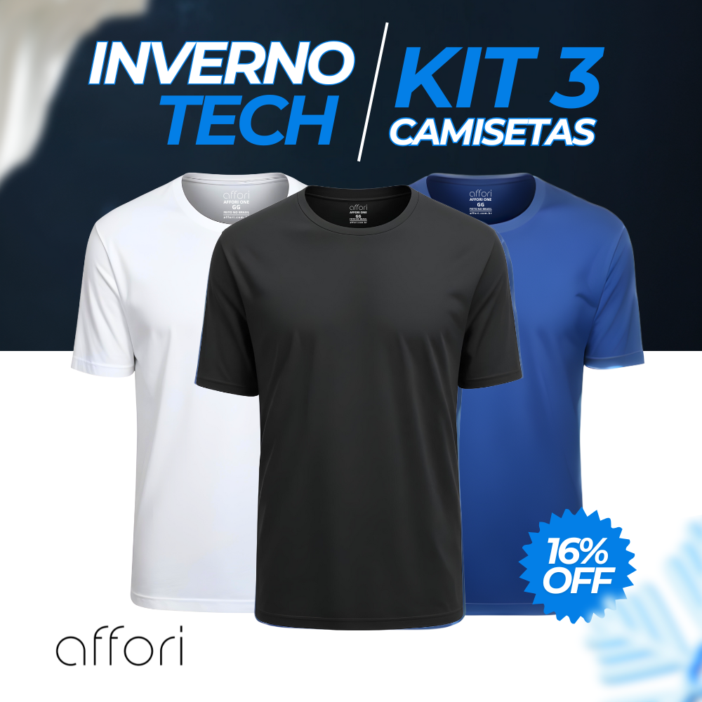 Kit 3 Camisetas Tecnológicas Affori One - Promoção de Inverno
