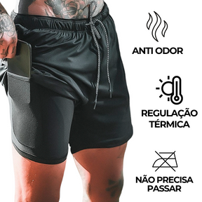 Kit Camiseta e Shorts 2 em 1 Tecnológico - Anti Suor e Compressão