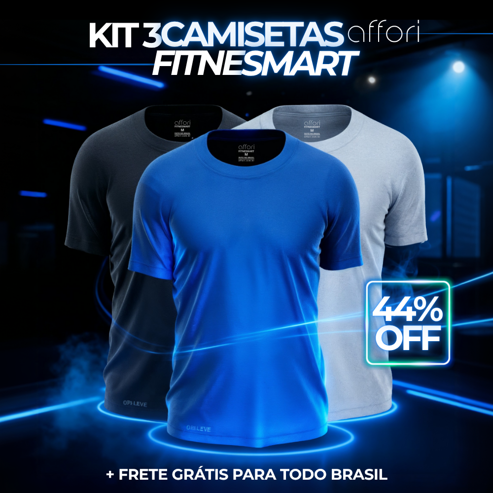 Kit 3 Camisetas Tecnológicas FitneSmart - Anti-Suor