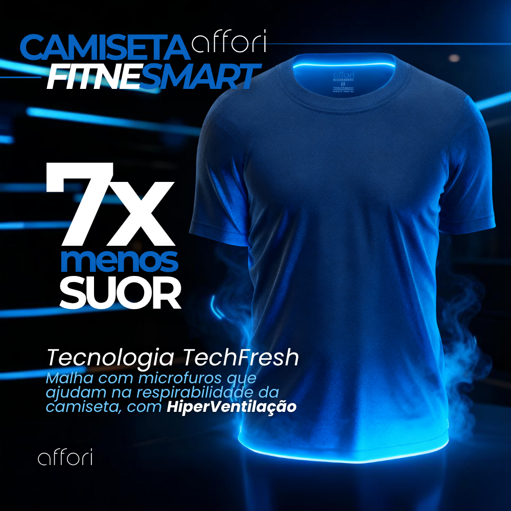 Kit 3 Camisetas Tecnológicas FitneSmart - Anti-Suor