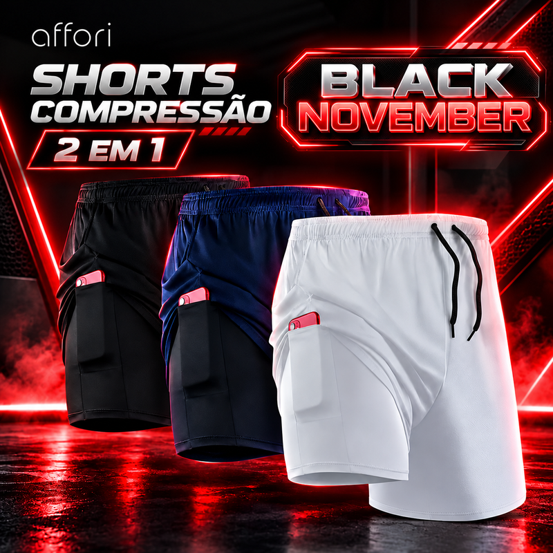 Shorts 2 em 1 Affori Tight na promoção Black November