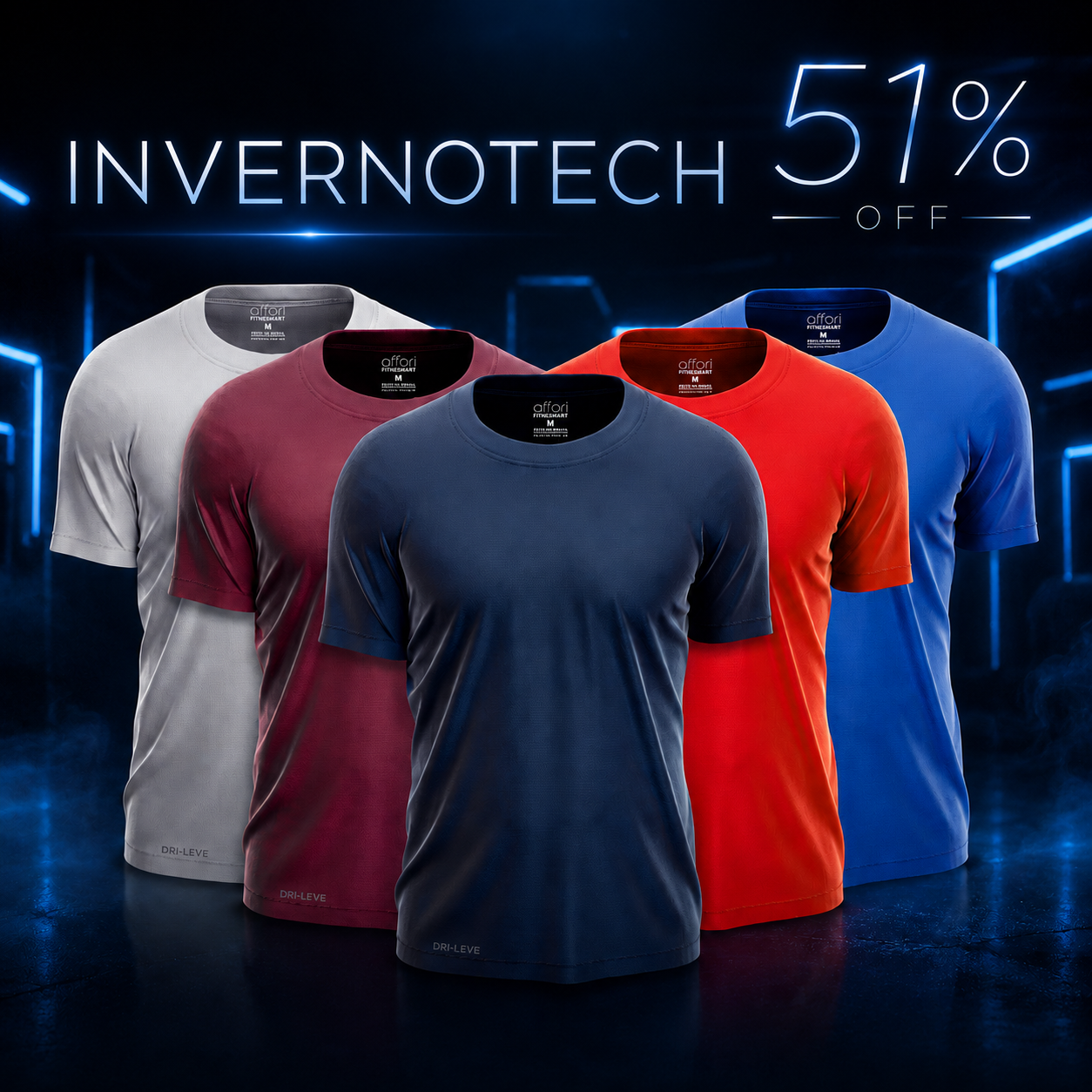 Kit 5 Camisetas Tecnológicas Masculinas FitneSmart - InvernoTech