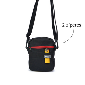 Shoulder Bag Transversal Preta Unissex 2 Zíperes