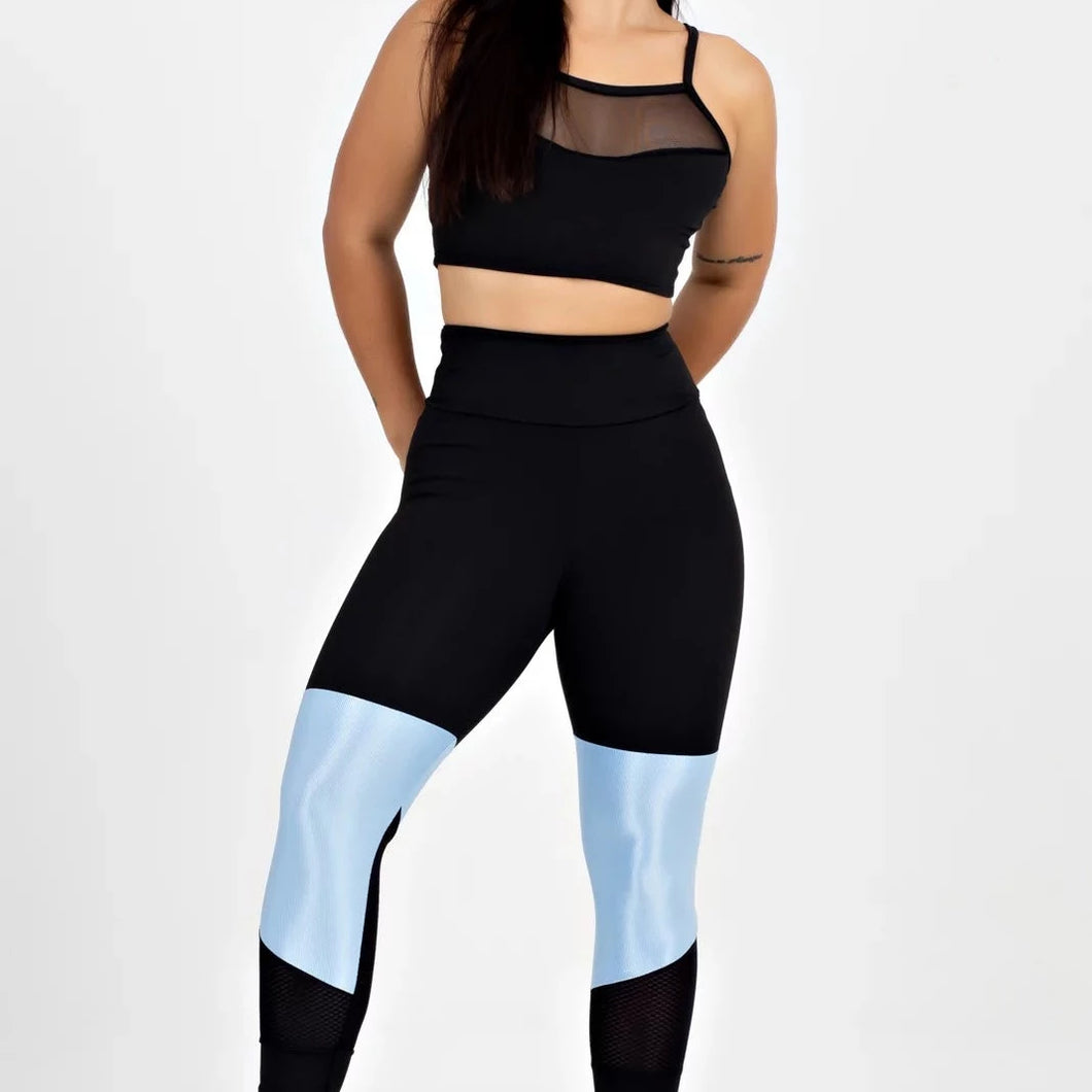 Conjunto Fitness Feminino - Cropped Tule E Calça Legging Megan Ziz